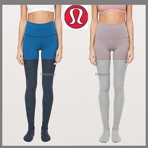 Lululemon Over The Knee Socks Thigh High Grey Blue Yoga Dance Long Womens New